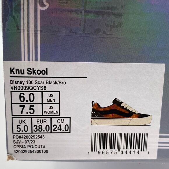 Vans x Disney 100th Knu-Skool 'Scar' Women's Skateboarding Shoes | Size: 7.5 - Picture 14 of 16